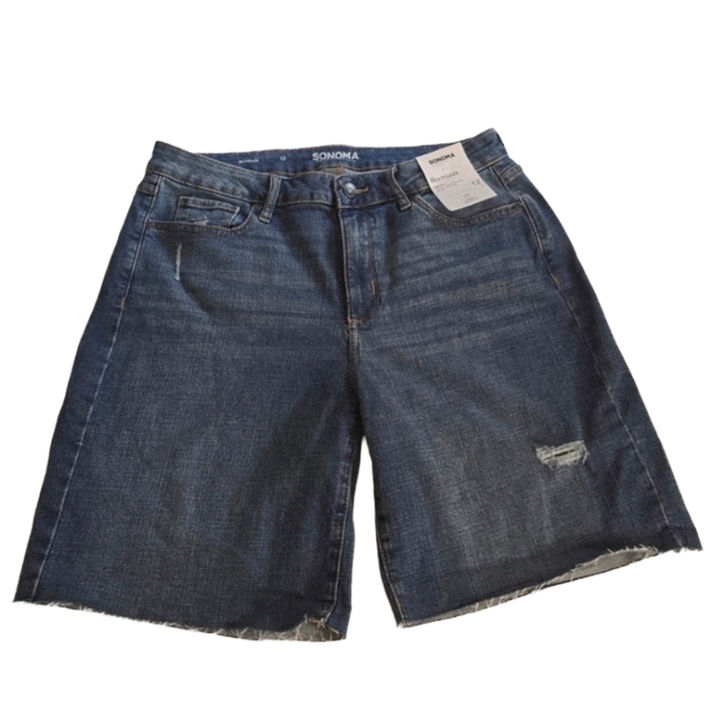 Sonoma Womens High Rise Classic Denim Jean Shorts Sz 12 Nwt